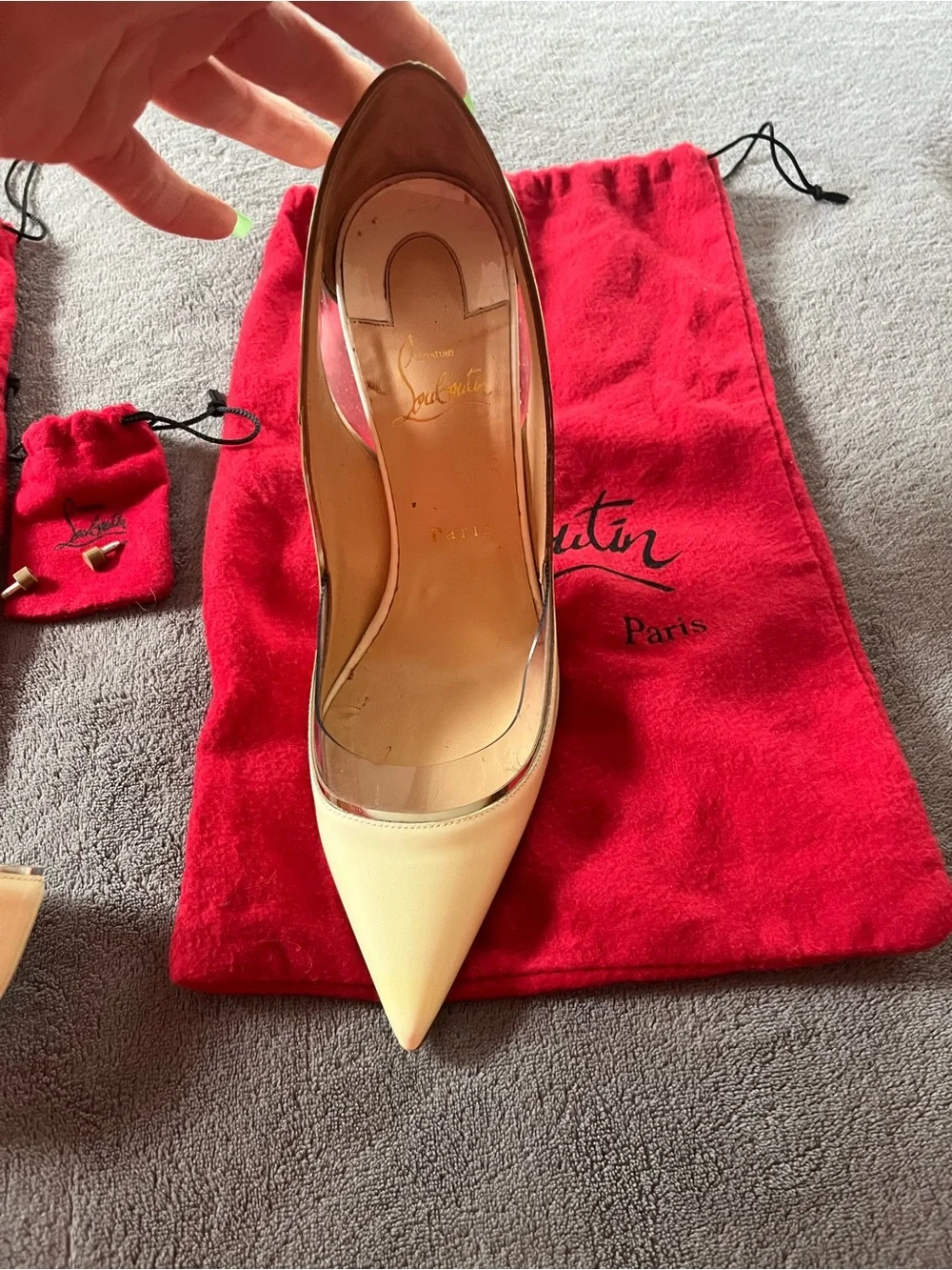 Christian Louboutin White Patent Leather Pointed Pumps